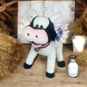 Bendy Pals "Madison" Black and White Dairy Cow Plush w/ Tag Stuffed Farm Toy